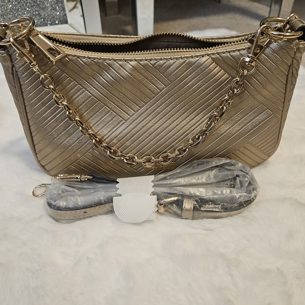ALDO Chic Metallic Gold Shoulder Crossbody Bag with Chain